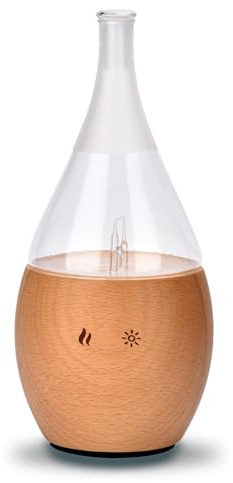 Zen'Arôme - Diffuseur d'Huiles Essentielles par Nébulisation Programmable Bolea - Intensité Réglable - jusqu'à 80m² - et Éclairage LED - Diffusion à Froid pour l’Aromathérapie, Minuterie - Bois, Verre
