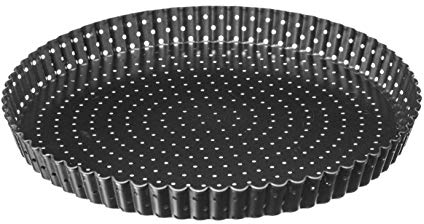 1 x stampo per torte perforato, stampo per chiche, stampo per torta rotondo, rivestimento antiaderente, fondo rimovibile, acciaio al carbonio (diametro 28 cm)