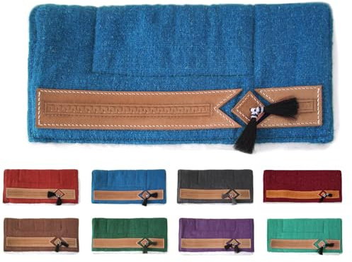 NETPROSHOP Pony Western Pad mit weichem Webfell und Lederverzierung, Rückenlänge ca. 62 cm, Farbe:Blau