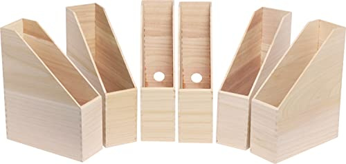 VBS 6er-Pack Stehsammler aus Holz Zeitschriftenbox Steh-Ordner Zeitschriftensammler mit Griffloch 25x9x32cm