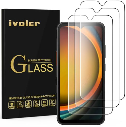 iVoler 3 stycken härdat glas till Samsung Galaxy Xcover 7/Samsung Galaxy Xcover 6 PRO, skärmskydd mot repor, hårdhet 9H, fingeravtrycksskydd, klar HD, inga bubblor