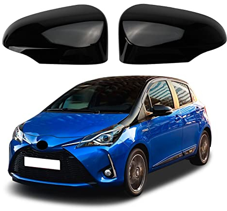 Coques de rétroviseurs pour voiture, 1 paire de coques pour rétroviseurs extérieurs de porte, coques de rétroviseurs latéraux pour Toyota Yaris 2012-2019 (Noir)