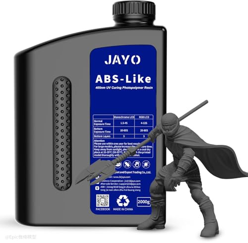 JAYO 3D Drucker Resin 2KG, ABS-Like Resin 405nm UV Standard Rapid Harz für 4K/6K/8K LCD/DLP/SLA 3D Printing, Nicht-spröde, Hohe Präzision, Geringer Geruch, Dunkelgrau 2000g