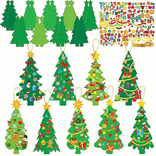 18 Stück Weihnachtsbaum für Kinder,Papierbastelsets für Kinder,Weihnachten Set Hängend Dekor,DIY Abnehmbaren Hängenden Ornamenten Weihnachtsbaum,Baumschmuck Bastelsets（9 Stile）