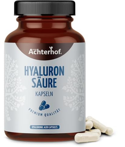 Hyaluronsäure 120 Kapseln | hochdosiert mit 500mg Hyaluronsäure je Kapsel | 100% vegan | hochrein und ohne Lösungsmittel hergestellt | vom Achterhof