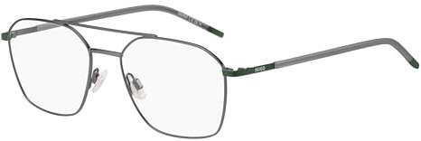 HUGO Rechteckig Metall Brillen in Matte Dark Ruthenium Green für Herren, Brille mit Sehstärke, optional mit Sonnenbrillen tönung oder Blaulichtfilter (Modell HG 1274)