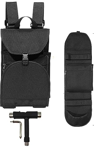 SusggO Pack: Rucksack Skateboard Tasche + T-Schlüssel Skate Werkzeug + Monopatin Schutzhülle + Longboard Tragetasche + Skate Cruiser Geschenk