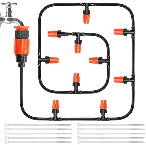 Belle Vous Kit di Irrigazione - Microirrigazione Automatica a Goccia - Sistema di Irrigazione - per Giardino Serra Patio Prato - Tubo di Distribuzione con Ugelli