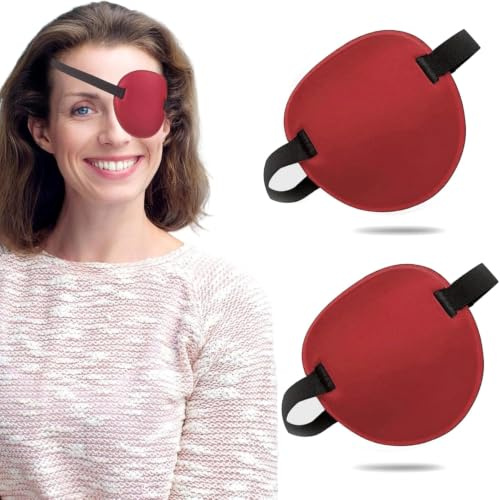 THSIREE Lot de 2 cache-yeux 3D réglables pour œil droit ou gauche, patchs médicaux pour œil paresseux pour adultes et enfants, rouge