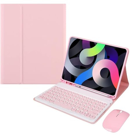ZKAIAI Funda para Teclado para iPad Mini 6 2021 (8,3 Pulgadas), Funda Inteligente de Cuero con QWERTY Español Teclado Inalámbrico Desmontable y Ratón Bluetooth para iPad Mini 6 2021, Rosa