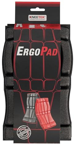 Kneetek ErgoPad Kniepolster schwarz/rot 2 Stück 248 x 148 x 18 mm | Ultraleichter Knieschutz mit nur 35 g je Pad, PE-Schaum, Einheitsgröße, passend für Arbeitshosen mit Einschubtaschen