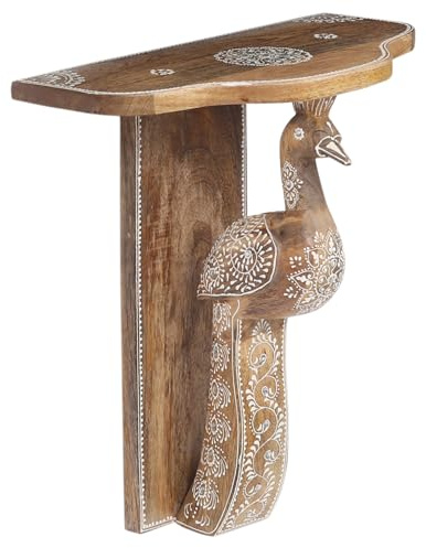 Boho Wandregal Anshana handgefertigt aus Holz in Natur 38 cm im Trend