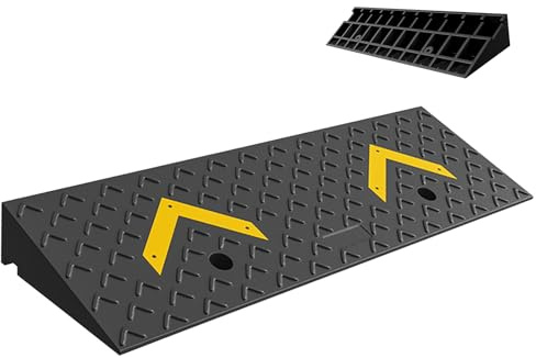 YAEGER Rampes de Bordure D'Allée Rampe de Chargement Portable de Hauteur 10cm/11cm/12cm/13cm Rampe de Seuil en Caoutchouc pour Scooter, Moto, Porte, Garage, Trottoir, Allée(11cm/4.3 Rise)