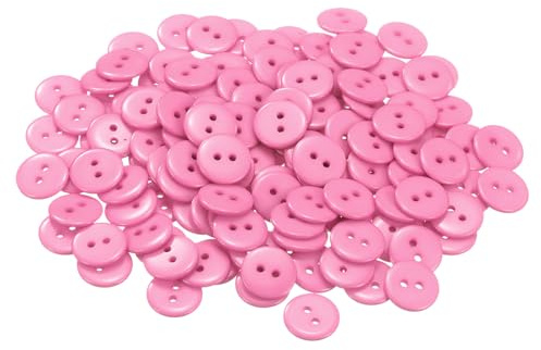 QUARKZMAN 200 Stück Nähknöpfe 5/8 (15mm) 2 Löcher Harz Runde Handwerk Ersatzknöpfe für Kleidung DIY Handwerk Dekoration, Pink