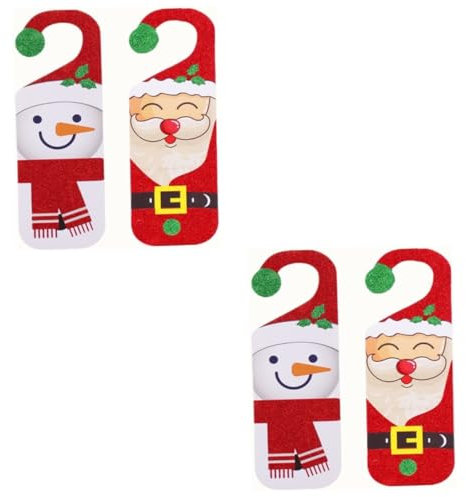 IMIKEYA 4 Stück Weihnachtliche Türklinkendekorationen Schneemann-türknauf-aufhänger Weihnachtstürschmuck Urlaub Türhänger Urlaub Türknauf Anhänger Weihnachtstür Hängende Anhänger