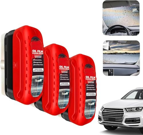 Cepillo de limpieza de película de aceite de coche multifuncional, 120 ml, limpiador de película de aceite para parabrisas de cristal, protector de aceite para parabrisas (3 unidades)