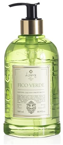 Logevy Sapone Liquido Profumato al Fico Verde, con Proprietà Nutritive, Emollienti ed Idratanti, in Elegante Bottiglia Serigrafata formato 500ml