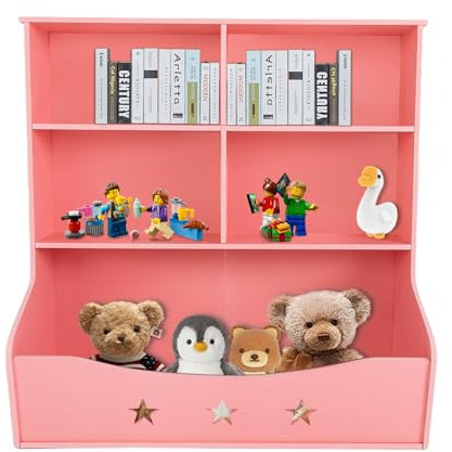 Kinderaufbewahrungs-Organisator 3-stöckiges Bücherregal Toy Bookcase Home Box, Rosa