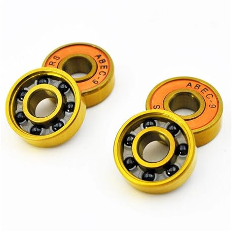 DAISHUJIE Lager 4 Stück 608 2RS Hybrid-Kugellager aus schwarzer Keramik, 8 x 22 x 7 mm, Siliziumnitrid, Rollschuh- und Skateboard-Rad, goldene Longboard-Lager