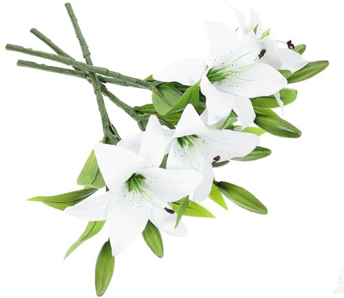 Cabilock 4pezzi Bouquet Di Lilium Realistici Di Fiori Artificiali Per Decorazioni Di Matrimonio Casa e Ufficio Simulazione Di Fiori Per Eventi e