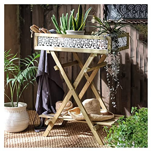 Panca da Giardino per Esterni, Tavolo da Lavoro per Patio, banco da Lavoro per Giardinaggio, con ripiano portaoggetti, per Cortile, Patio e Balcone (Colore: A, Dimensioni: 60x40x77,5 cm)