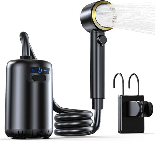 KZBUFCXZ Tragbare Campingdusche, verbesserte Outdoor-Dusche mit 10-Gang-Schaltung, Fahrenheit-Anzeige & 8000 mAh wiederaufladbare Akku-Pumpe, IPX8 wasserdicht, für Camp, Wandern, Autowäsche