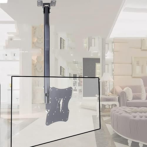 Soporte de techo para TV con ajuste de altura de movimiento completo, función giratoria e inclinable, se adapta a la mayoría de televisores de 12 a 32 pulgadas con capacidad para hasta 45 kg. Soporte