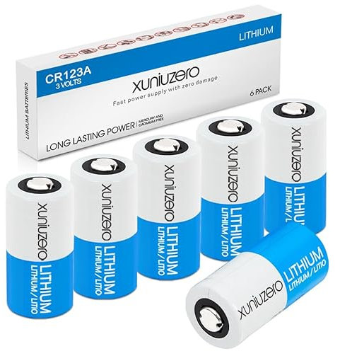 Piles CR123A (Lot de 6 pièces) - Batterie au lithium non rechargeable de -3 volts 123 Batterie au lithium avec durée de conservation de 10 ans