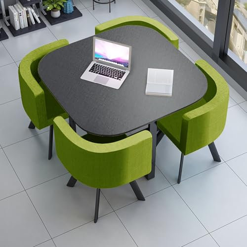 Grüner kleiner Konferenztisch und Stuhl-Set, moderner Büro-Empfangs-Esstisch für Familienwohnung, Couchtisch (80 x 75 cm)