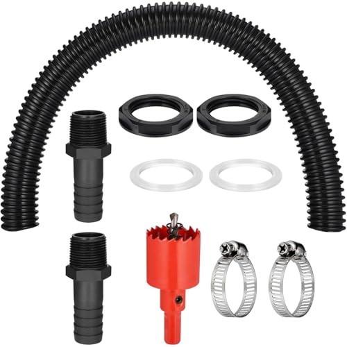 Regentonnen Verbinder Set, Regentonnen Anschluss Set, 1 Zoll (25mm) Regentonnen Verbindungsset mit Schlauch 100 cm, Regenfass Verbinder für Regenwasser Tonnen Zisternen Wassertanks