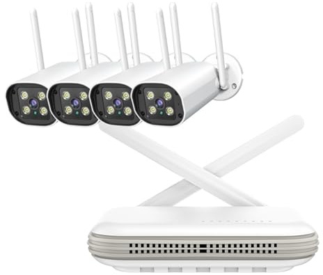 JOXLOVER 4CH 8CH NVR Wireless Kit Telecamera di Sicurezza Esterna 4K 5MP 3MP Telecamera IP Face Detection CCTV Mini di videosorveglianza per Esterni(None,WiFi 5MP 4PCS)