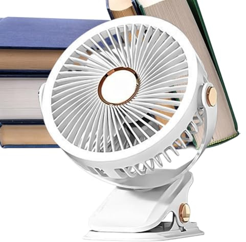 Generico Ventilador de sujeción Small Mobile - Cargador USB tipo C, mini ventilador inalámbrico | Batera Resiblabactic, luz nocturna iluminada, dormitorio invernadero de playa