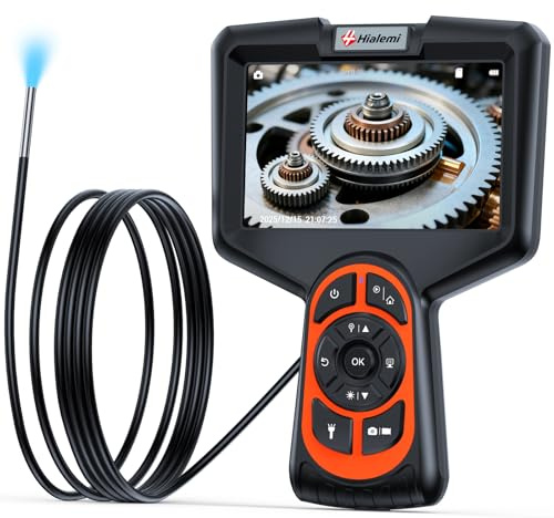 Hialemi 3.9mm Borescope, 5 IPS Screen 1080P Endoscope Camera with Light, Inspection Camera, 5FT Semi-Rigid Snake, IP67 Waterproof Industrial Borescope for Automotive Engine Aircraft Mechanic Tools