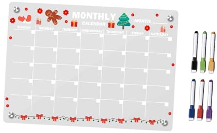 Oshhni Calendario de borrado en para refrigerador con marcadores, tablero de mensajes práctico, tablero planificador portátil, planificador mensual para, S