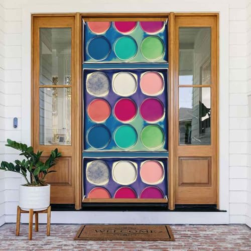 Round color palette Door Cover Decorated Banner.Printed Door Cover Banner, Festive Wall Hanging for Party Decor