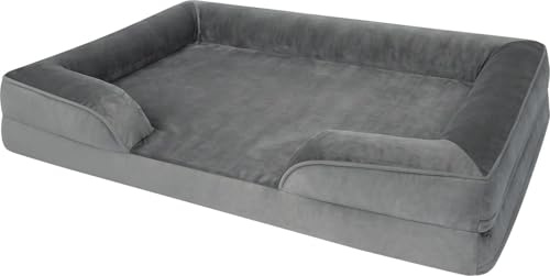 normani Ergonomisches Hundebett für große, mittlere und kleine Hunde - Orthopädisches Hundekissen - Hundecouch mit hohem Rand Anthrazit 60 cm x 80 cm x 16 cm
