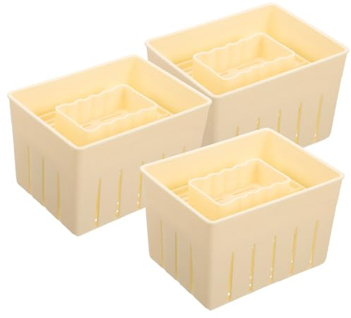 BESPORTBLE Stampo per Tofu e Formaggio 3 Pezzi in Plastica Sicura 140X105X95 MM per Preparazione Fatta in Casa