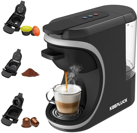 KEEPLUCK Cafetera de cápsulas 3 en 1 para Nespresso Original/para Dolce Gusto/polvo, compacta y ahorra espacio, 600 ml (ST-551)