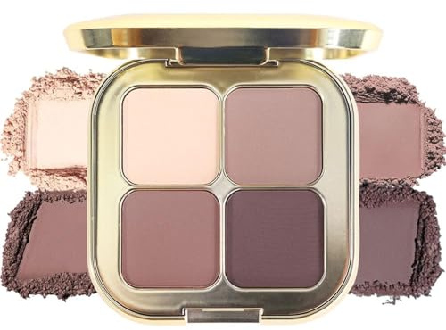 Muorruo Nude-Lidschatten-Palette mit 4 Farben und Spiegel, natürliche, neutrale Puder-Lidschatten für Damen, langanhaltend, natürlich wirkend, leichtes Augen-Make-up-Set in Reisegröße, 02