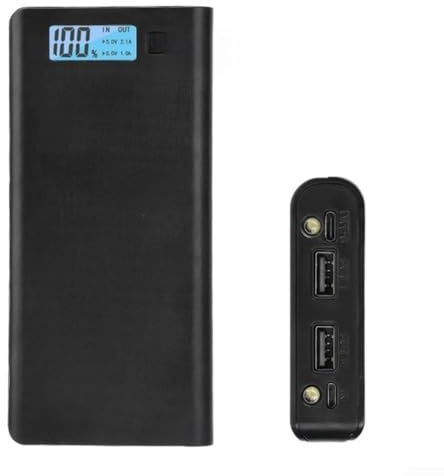 Power Bank Kit fai da te, scatola batteria a 8 celle con display digitale LCD per ricarica USB del telefono cellulare (nero)