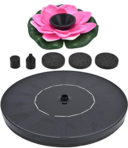 Fontaine solaire Lotus avec pompe à eau flottante, mini fontaine solaire pour bains d'oiseaux, bassins de jardin et piscines extérieures (Lotus 2)