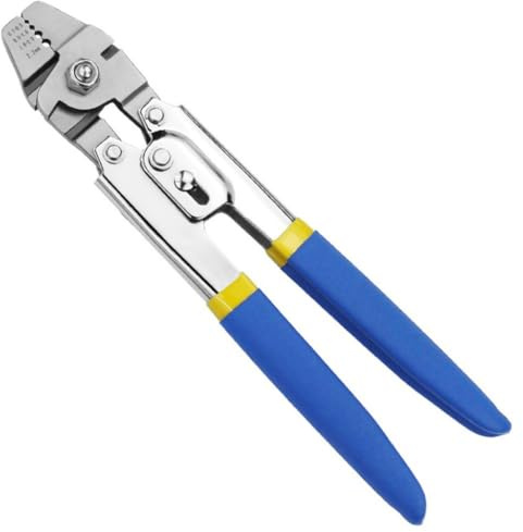 WheatThrive Pinza crimpatrice per funi metalliche, pinza crimpatrice per cavi, in acciaio al carbonio resistente, impugnatura antiscivolo, autobloccante, 25,4 cm, per pesca, ringhiere, corde per cani