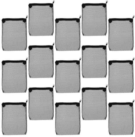 15pcs Fish Tank Filter Media Bags Polyester Mesh Black Zipper Closure | Peat and Zeolite, Suitable for Aquariums and Fish Tanks, Holds Ceramic Rings and Zeolite Rocks, Easy to Clean