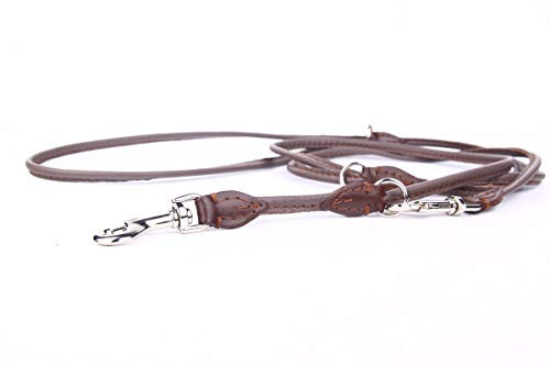 HOGACA edle Echt-Leder-Hundeleine 960 ø6mm 220cm in braun, perfekt für ganz kleine Hunde