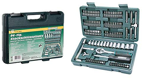 Brüder Mannesmann M98410 Steckschlüsselsatz, 94-tlg & M29166 Steckschlüssel und Bitsatz, 130-tlg
