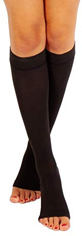 RIEMTEX Kompressionsstrümpfe Waden CCL2 Damen Herren offene Spitze | 23–32 mmHg | Classic Serie 7210 | Schwarz oder Beige | komfortabel für den Alltag