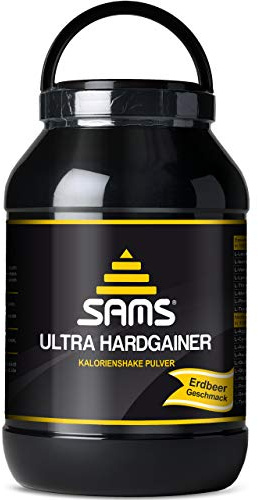 5000 Kalorien pro Tag – Mass Weight Gainer mit Whey Protein Isolat Pulver – Aufbaunahrung für maximale schnelle Gewichtszunahme – Muskelaufbau & Masseaufbau SAMS Ultra Hardgainer (Erdbeere)