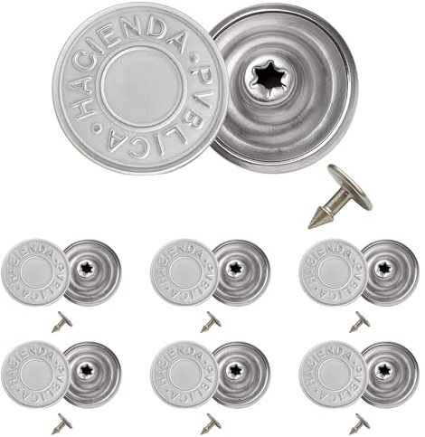 Trimming Shop Lot de 10 boutons de rechange de 25 mm pour jeans, vestes, jupes, argent