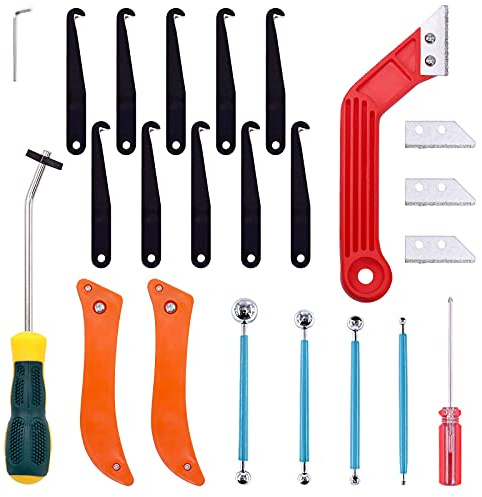 Wokape 23Pcs Grout Removal Caulking Tool Kit, Tile Grout Saw, Hook Knife, Grout Removal Screwdriver, Double Ball Ended Tiling Tool, Clean Tool for Kitchen, Living Room, Bathroom and Balcony