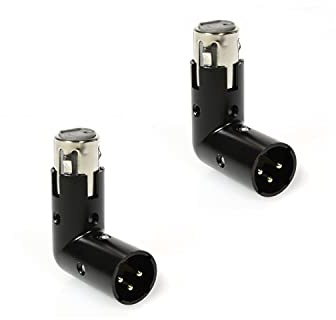 LyxPro XLR-Winkeladapter Dual Male and Female can be positioned to 4 Different Angles Right Left and 90 Degree Great for Mixers That Interfere with Other Applications - 2 Pack